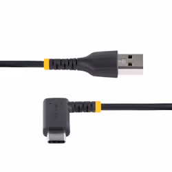 StarTech.com 6ft (2m) USB A to C Charging Cable Right Angle - Heavy Duty Fast Charge USB-C Cable - Black USB 2.0 A to Type-C - Rugged Aramid Fiber - 3A - USB Charging Cord - Additional view 4