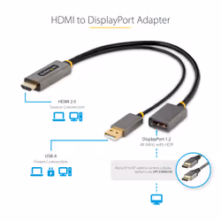 StarTech.com 1ft (30cm) HDMI to DisplayPort Adapter Cable, Active 4K 60Hz HDMI 2.0 to DP 1.2 Converter, HDR, USB Bus Powered, HDMI Source to DisplayPort Monitor for Laptops/PC - Additional view 8