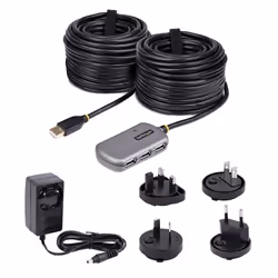 StarTech.com USB Extender Hub, 24m USB 2.0 Extension Cable with 4-Port USB-A Hub, Active/Bus Powered USB Repeater Cable, Optional 10W Power Supply Included, ESD Protection - Additional view 5