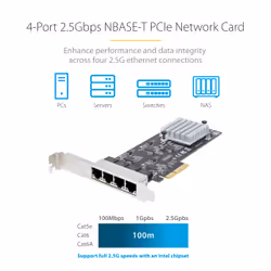 StarTech.com 4-Port 2.5Gbps NBASE-T PCIe Network Card, Intel I225-V, Quad-Port Computer Network Card, Multi-Gigabit NIC, PCI Express Server LAN Card, Desktop Ethernet Interface - Additional view 7
