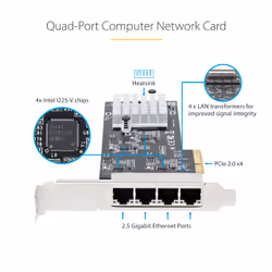 StarTech.com 4-Port 2.5Gbps NBASE-T PCIe Network Card, Intel I225-V, Quad-Port Computer Network Card, Multi-Gigabit NIC, PCI Express Server LAN Card, Desktop Ethernet Interface - Additional view 8
