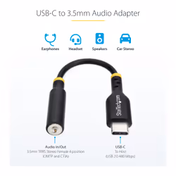 StarTech.com 5in (12.7cm) USB-C to 3.5mm TRRS Headphone/Headset Jack Audio Adapter, USB Type-C Aux Dongle, Hi-Fi 32-bit DAC, For Laptop/Phone/Tablet, Supports USB-C/Thunderbolt - Additional view 7