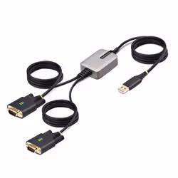 StarTech.com 13ft (4m) 2-Port USB to Serial Adapter Cable, Interchangeable DB9 Screws/Nuts, COM Retention, USB-A to DB9 RS232 ...