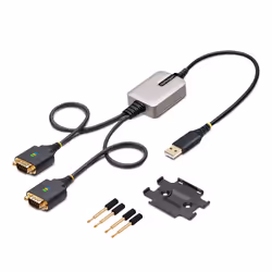 StarTech.com 2ft (60cm) 2-Port USB to Serial Adapter Cable, Interchangeable DB9 Screws/Nuts, COM Retention, USB-A to DB9 RS232, FTDI, Level-4 ESD Protection, Windows/macOS/ChromeOS/Linux - Rugged TPE Construction - Additional view 8