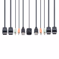 StarTech.com 2-Port Dual-Monitor DisplayPort Cable KVM Switch, 4K 60Hz, Compact KVM with 5ft/1.5m USB-A/DisplayPort/Audio Integrated Cables, Bus Powered - Remote Push Button/Hotkey Switching - Additional view 6