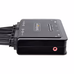 StarTech.com 2-Port Dual-Monitor HDMI Cable KVM Switch, 4K 60Hz, Compact KVM with 5ft/1.5m USB-A/HDMI/Audio Integrated Cables, Bus Powered - Remote Push Button/Hotkey Switching - Additional view 4