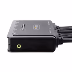 StarTech.com 2-Port Dual-Monitor HDMI Cable KVM Switch, 4K 60Hz, Compact KVM with 5ft/1.5m USB-A/HDMI/Audio Integrated Cables, Bus Powered - Remote Push Button/Hotkey Switching - Additional view 5