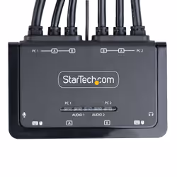 StarTech.com 2-Port Dual-Monitor HDMI Cable KVM Switch, 4K 60Hz, Compact KVM with 5ft/1.5m USB-A/HDMI/Audio Integrated Cables, Bus Powered - Remote Push Button/Hotkey Switching - Additional view 7