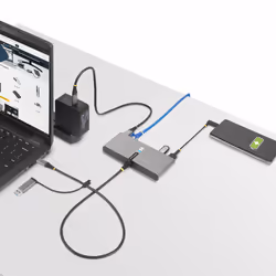 StarTech.com 2-Port USB-C Hub with Ethernet and RS-232, Attached USB-C to USB-A Dongle, 100W PD Pass-Through, 2x USB-A 5Gbps, Gigabit Ethernet, RS232 Serial (FTDI) - Additional view 8