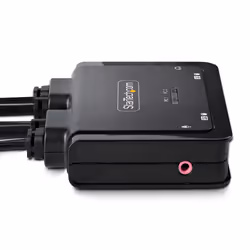 StarTech.com 2-Port Hybrid USB-C DisplayPort Cable KVM Switch, 4K 60Hz, Compact KVM with 6ft/1.8m USB-A/DisplayPort/Audio & 4ft/1.2m USB-C Integrated Host Cables, Bus Powered - Remote Push Button/Hotkey Switching - Additional view 4