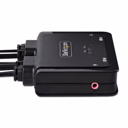StarTech.com 2-Port USB-C Cable KVM Switch, 4K 60Hz DisplayPort Output, Compact KVM with 4ft/1.2m USB Type-C/Audio Integrated Cables, Bus Powered - Remote Push-Button/Hotkey Switching - Additional view 4