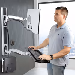 StarTech.com Wall Mount Workstation, VESA Mount For 32" Monitors (22lb/10kg), Fully Articulating Single Monitor Mount & Keyboard Tray w/Desktop Computer/PC Bracket, Standing Desk - Additional view 7