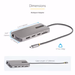 StarTech.com USB-C Triple-Monitor Multiport Adapter, Dual 4K 60Hz + 4K 30Hz HDMI & DisplayPort, 4-Port USB Hub, 100W PD Pass-Through, GbE, SD/MicroSD Card Readers - Additional view 7