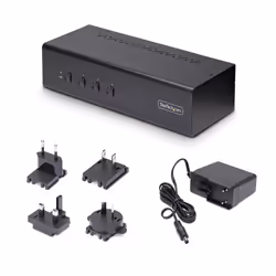 StarTech.com 4-Port Dual-Monitor DisplayPort KVM Switch, 4K 60Hz, 2x USB 5Gbps Hub Ports, 2x USB 2.0 HID Ports, Hotkey and Push-Button Switching, TAA Compliant - 3.5mm Audio, HDCP - Additional view 7