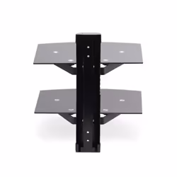 StarTech.com Dual Floating Wall-Mounted AV Shelves, Adjustable Height Shelf For Under TV, Organize A/V Equipment On Black Tempered Glass Shelves - Additional view 4