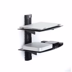 StarTech.com Dual Floating Wall-Mounted AV Shelves, Adjustable Height Shelf For Under TV, Organize A/V Equipment On Black Tempered Glass Shelves - Additional view 8
