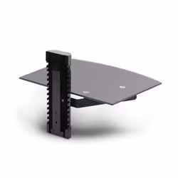 StarTech.com Floating Wall-Mounted AV Shelf, Adjustable Height Shelf For Under TV, Organize A/V Equipment On Black Tempered Glass Shelf