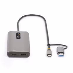 StarTech.com USB-C Multiport Adapter w/Attached USB-C to USB-A Dongle, Dual HDMI (4K30Hz/1080p60Hz), 3x USB-A 5Gbps, Mini Travel Dock, Laptop Docking Station, 1.3ft/40cm Cable - Additional view 8