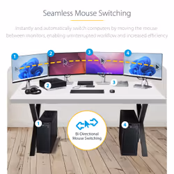 StarTech.com 4-Port KM Switch with Mouse Switching, USB Switch for Keyboard/Mouse, 3.5mm/USB Audio, Peripheral Sharing for 4 Computers, TAA Compliant - Additional view 6