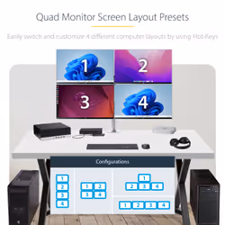 StarTech.com 4-Port KM Switch with Mouse Switching, USB Switch for Keyboard/Mouse, 3.5mm/USB Audio, Peripheral Sharing for 4 Computers, TAA Compliant - Additional view 7