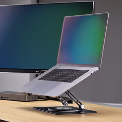 StarTech.com Rotating Laptop Stand, 360 Swivel, Ergonomic Desk Riser for Computer, Elevated Tray w/ Adjustable Tilt, Max 11lb/5kg, Aluminum Build, Portable Design - Additional view 8