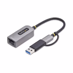 StarTech.com 2.5GbE USB-C to Ethernet Adapter with USB-A Converter, NBASE-T NIC, USB 3.0 Type-C 2.5/1G Multi Speed Network, Thunderbolt Compatible, Windows & Mac