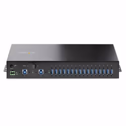 StarTech.com 16-Port Industrial USB 5Gbps Hub with Power Adapter, Metal Enclosure, Mountable, ESD Protection, Terminal Block Power, USB Charging, Dual-Host Switch - TAA