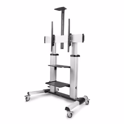 StarTech.com Rolling TV Cart/Stand On Wheels For 60-100inch Flat Screens Up To 220lb (100kg), Height Adjustment via Hand Cran ...