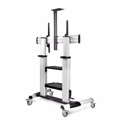 StarTech.com Rolling TV Cart/Stand On Wheels For 60-100inch Flat Screens Up To 220lb (100kg), Height Adjustment via Hand Crank, Mobile/Portable Trolley Mount