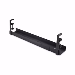 StarTech.com Under Desk Cable Management Tray, Length Adjustable Cable Organizer, Clamp-On Installation, No Drilling Required, Power Bar Holder, Black