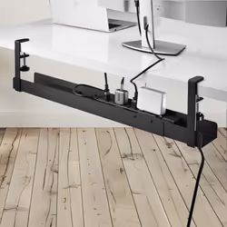 StarTech.com Under Desk Cable Management Tray, Length Adjustable Cable Organizer, Clamp-On Installation, No Drilling Required, Power Bar Holder, Black - Additional view 7