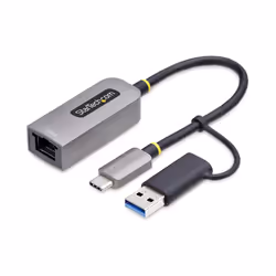StarTech.com USB-C to Ethernet Adapter with USB-A Dongle, 10/100/1000Mbps, USB 3.0 to Gigabit Ethernet Network Adapter, 6in/1 ...