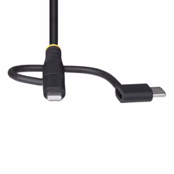 StarTech.com 3.3ft (1m) Rugged USB Multi Charging Cable, USB to Lightning/Micro-USB/Type-C, Apple MFi Certified, Aramid Jacket, Universal 3-in-1 USB Charger Cord for iPhone/iPad/Android - Additional view 6