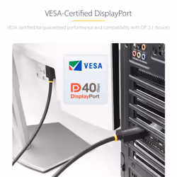 StarTech.com 1m DisplayPort 2.1 Cable, VESA Certified DP40 DisplayPort Cable w/UHBR10/HDR/HDCP 2.2, 8K 60Hz/4K 144Hz w/DSC 1.2a, 40Gbps, DP 2.1 Cable, UHD Monitor Cord, M/M - Additional view 8