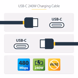 StarTech.com 1m USB-C Charging Cable, USB-IF Certified USB C Cable, 240W PD EPR, USB 2.0 Type-C Laptop Charger Cord, USB-C Data Transfer Cable, TPE Jacket, M/M - Additional view 8