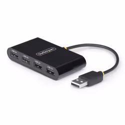 StarTech.com ST4200MINI2-USB-HUB, USB 2.0, USB 2.0 Type-A, 480 Mbit/s, Black, Acrylonitrile butadiene styrene (ABS), Thermopl ...