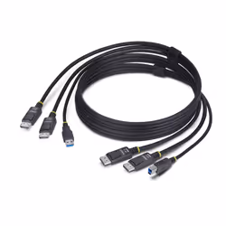 StarTech.com 6ft (1.8m) Dual-DisplayPort and USB 5Gbps KVM Cable, 4K 60Hz, DP 1.2 and USB Combo Cable for Dual-Monitor KVM Sw ...