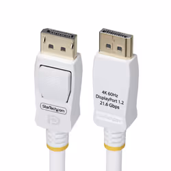 StarTech.com 10ft (3m) White VESA Certified DisplayPort 1.2 Cable, 4K 60Hz, 21.6Gbps, Latching DP Connectors, DP 1.2 DisplayP ...