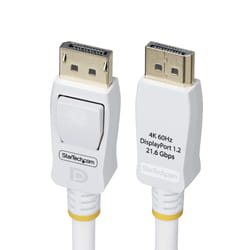 StarTech.com 10ft (3m) White VESA Certified DisplayPort 1.2 Cable, 4K 60Hz, 21.6Gbps, Latching DP Connectors, DP 1.2 DisplayPort Cable, DP Monitor Cord, M/M