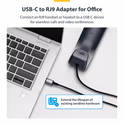 StarTech.com UR9-HEADSET-ADAPTER cable gender changer USB-C RJ-9 Black - Additional view 7