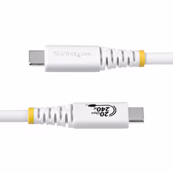 StarTech.com 2m (6ft) USB4 Cable, 20Gbps, USB-IF Certified USB-C Cable, 240W PD EPR, 4K 120Hz DP 1.4, TPE Jacket, White USB-C Cord - Additional view 3