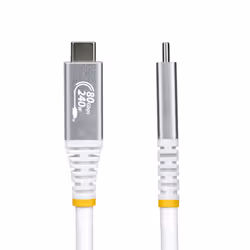 StarTech.com 1m (3ft) USB4 Cable, 80Gbps, USB-IF Certified USB-C Cable, 240W PD, 8K 120Hz/4K 240Hz DP2.1 DP80, TPE Jacket, Thunderbolt 4 Compatible - White USB-C Cord - Additional view 2