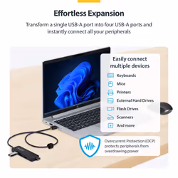 StarTech.com 4-Port USB-A Hub, 5Gbps, Bus Powered, USB-A to 4x USB-A Mini Hub, Extra Long 2ft/61cm Host Cable, PCR Plastic, Portable Desktop / Laptop USB Hub - Additional view 2