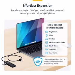 StarTech.com 4-Port USB-C Hub, 5Gbps, Bus Powered, USB-C to 4x USB-A Mini Hub, Extra Long 2ft/61cm Host Cable, PCR Plastic, Portable Desktop / Laptop USB Hub - Additional view 2