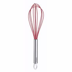 Cuisipro 74698805, Balloon whisk, Red, Stainless steel, Silicone, Stainless steel, Hanging hole, 220 °C