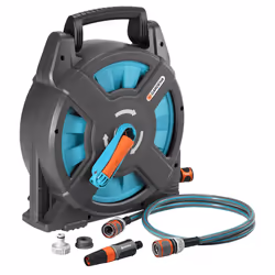GARDENA Classic Hose Box 15 Set: hose reel with 15 m hose, space saving, perfect for camping, camper and water sports, with a ...
