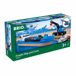 BRIO World - 33534 Container Ship and Crane Wagon | Premium 4-Piece Kids Train Set Toy | Enhances Motor Skills & Creativity | ...