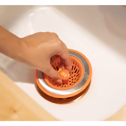 Joie Splash Kitchen Sink Strainer Basket  Fits All Standard Sinks  Stainless Steel  Cute Garbage Disposal Drain Cover  4.5-Inch  Orange Fish