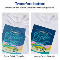 Avery Printable Heat Transfer Paper for Light Fabrics  8.5"""" x 11""""  Inkjet Printer  6 Iron On Transfers (3271)