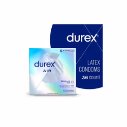 Durex Air Condoms, Extra Thin, Transparent Natural Rubber Latex Condoms for Men, FSA & HSA Eligible, 36 Count